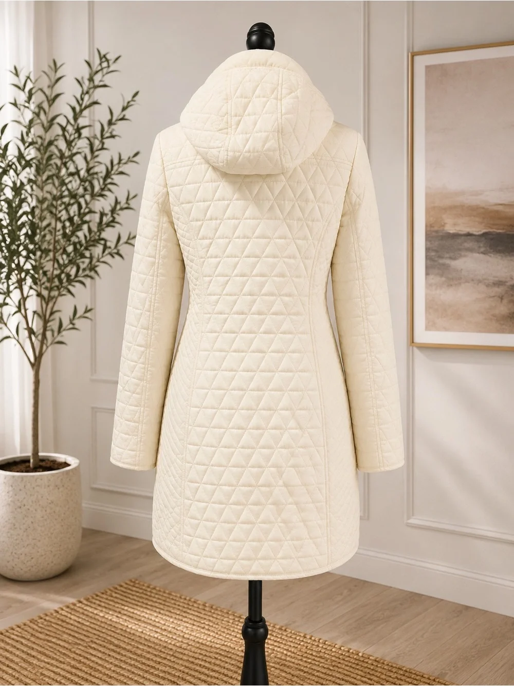 Michael Kors Quilted Cream Puffer Coat